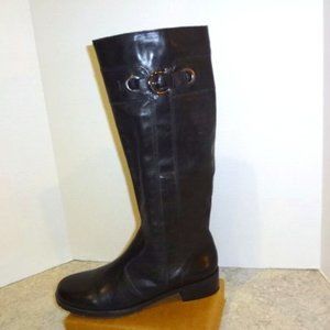 Michelle D Black Leather Boots with Full Size Zipper. Size 10W